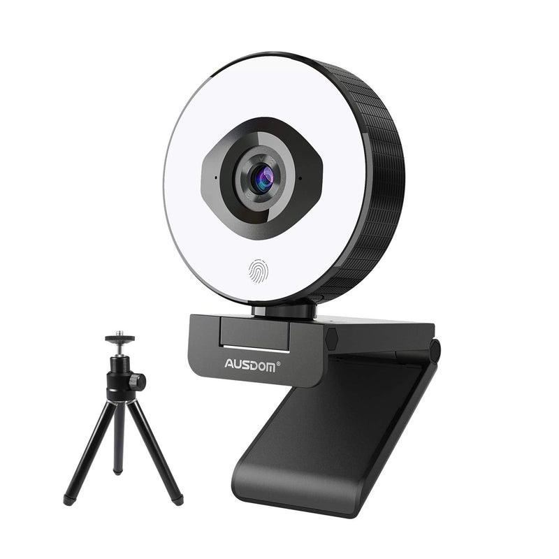  [AUSTRALIA] - 60fps 1080p Streaming Webcam with Ring Light, AUSDOM AF660 StreamCam with 75° Field of View, Fast AutoFocus USB Web Camera, Dual Mics, Tripod for Zoom Meeting Online Classes Twitch Skype Teams