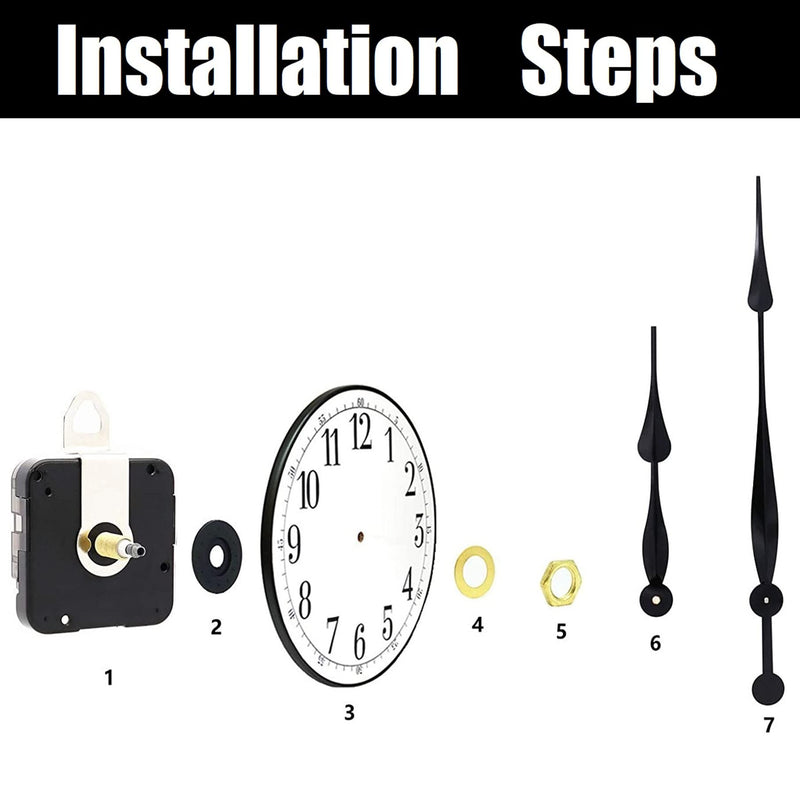  [AUSTRALIA] - 4 Pieces Silent Clock Movement Mechanism, Long and Short Shaft Clock Movement Replacement, 6 Different Pairs of Hands Clock Accessories for DIY Handicrafts Repair Clock Parts 4 Clock Movement Mechanism