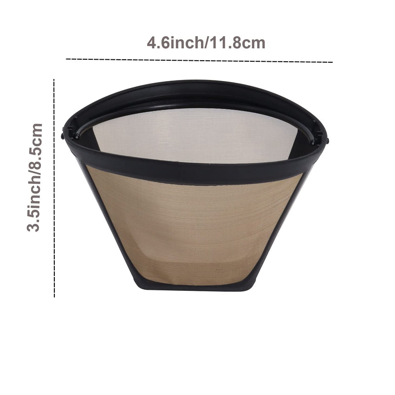 Podoy Gold Coffee Filter for Compatible with Cuisinart with Charcoal Water Filters Cone Style #4 Tone Permanent 6-12 Cup Washable Reusable Machines and Brewers - LeoForward Australia