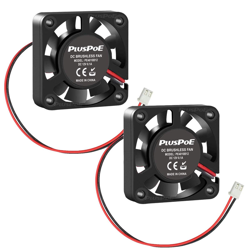  [AUSTRALIA] - PLUSPOE 2-Pack 40mm x 10mm DC 12V Brushless Cooling Fan, Dual Ball Bearing for Computer case 3D Printer Humidifier and Other Small Appliances Series Repair Replacement 12V-2Pack