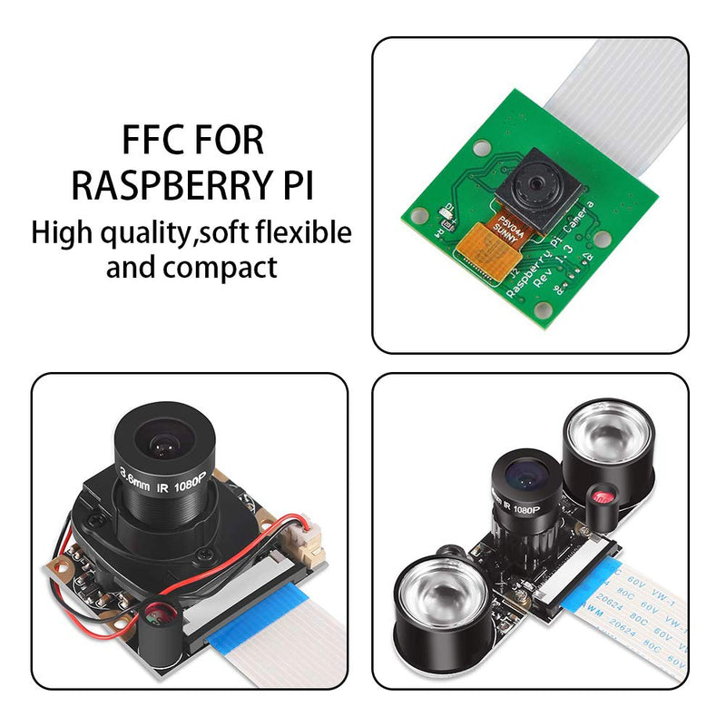  [AUSTRALIA] - Aokin for Raspberry Pi Camera Cable, FFC Cable Ribbon Flex Extension Cable 15 Pin 1.0mm Pitch for Raspberry Pi, Octoprint Octopi Webcam, Monitor 3D Printer, etc, 100cm/39.37in 1m/39.37in