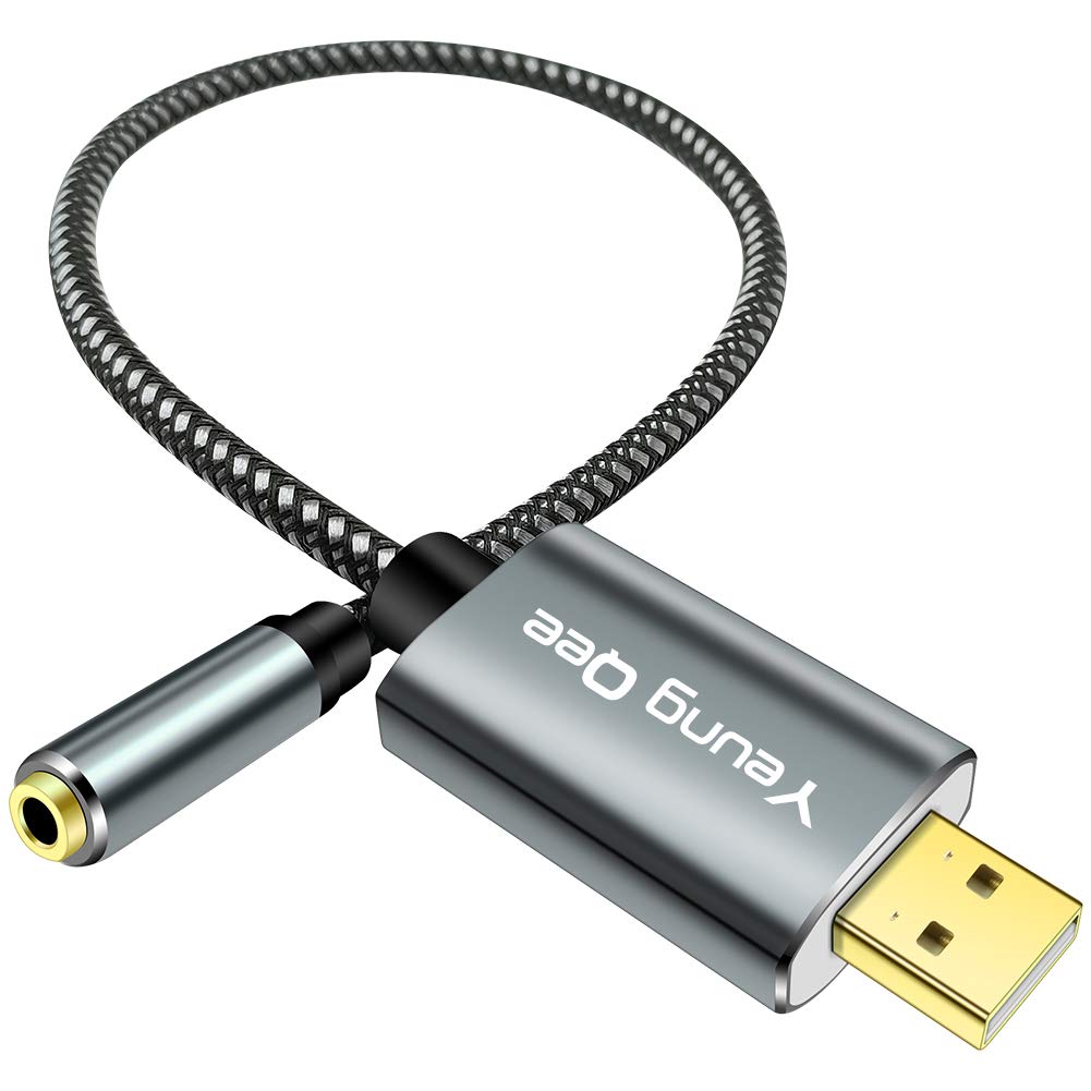  [AUSTRALIA] - USB to 3.5mm Jack Audio Adapter,TRRS 4 Pole Mic USB to AUX Audio Jack External Stereo Sound Card Adapter for Headphone, Speaker, Mac, PS4, PC, Laptop, Desktops and More (1FT/0.3M) 1FT/0.3M
