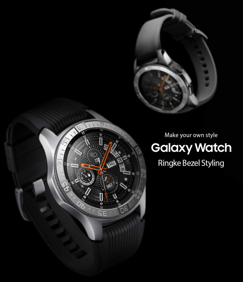 Ringke Bezel Styling for Galaxy Watch 46mm / Galaxy Gear S3 Frontier & Classic Bezel Ring Adhesive Cover Anti Scratch Stainless Steel Protection (Stainless) for Galaxy Watch Accessory GW-46-44 Stainless Silver-46-44 - LeoForward Australia