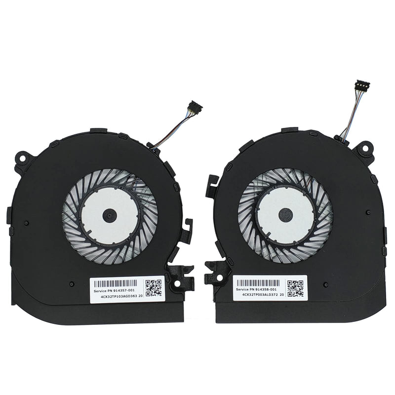  [AUSTRALIA] - ZHAWULEEFB Replacement New CPU+GPU Cooling Fan for HP 15-BL 0FJ380000H 914358-001 0FJ390000H 914357-001 DC5V 0.5A