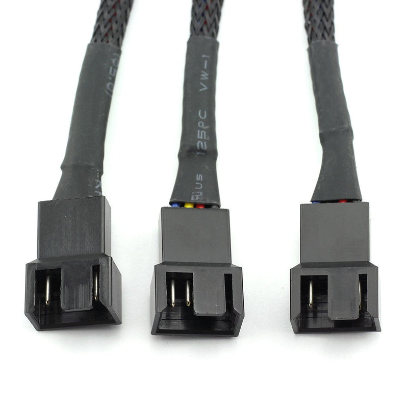  [AUSTRALIA] - DZS Elec 4Pin 1 to 3 Ways PWM Fan Splitter Cable Black Sleeved Fan Power Extension Cable 4Pin Female to 3X 4Pin Male 27cm/10.5 inches