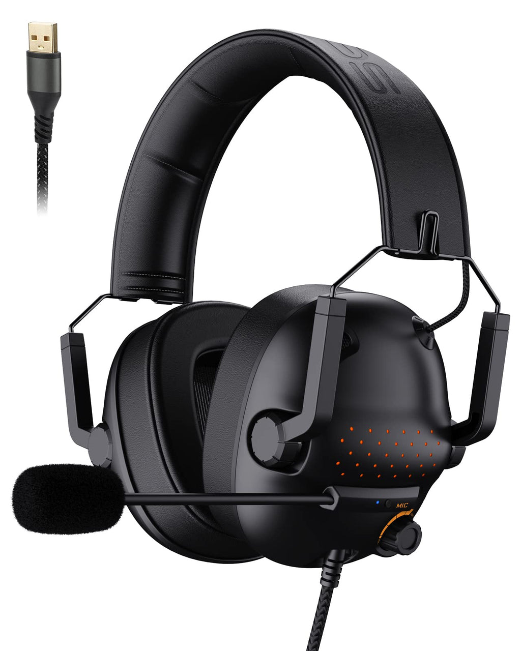  [AUSTRALIA] - SENZER SG550 USB Pro Gaming Headset for PC - 7.1 Surround Sound - Memory Foam Ear Pads - Portable Folding Gaming Headphones with Noise Canceling Microphone - Black