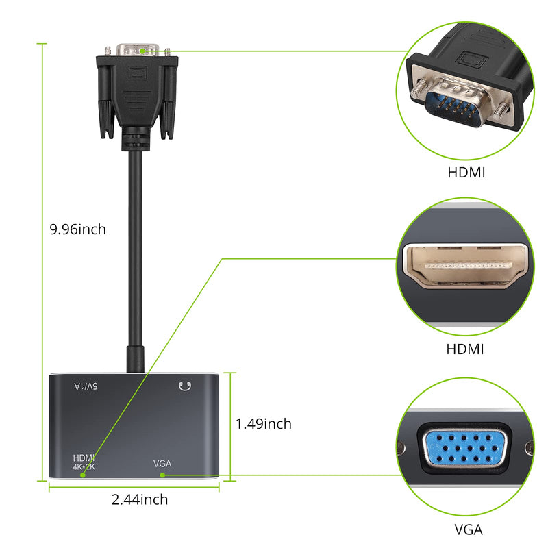  [AUSTRALIA] - LiNKFOR VGA to HDMI + VGA Adapter, 1 VGA in HDMI VGA 2 Out for Computer, Desktop, Laptop