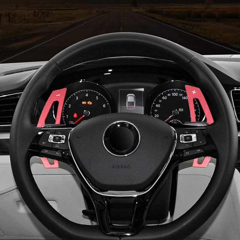  [AUSTRALIA] - Aluminum alloy Car Steering Wheel Gear Shift Paddle Cover Trim 2Pcs For Volkswagen Golf 5 MK5 6 MK6 GTI R32 (Red) Red