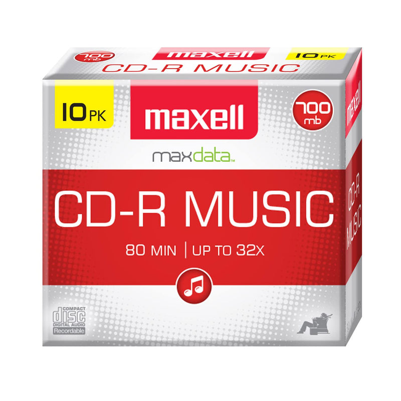  [AUSTRALIA] - Maxell 625133 1-Time Recording Recordable CD & 638006 DVD-R 4.7 Gb Spindle with 2 Hour Recording Time and Superior Recording Layer Technology 10pk Recordable CD + Gb Spindle