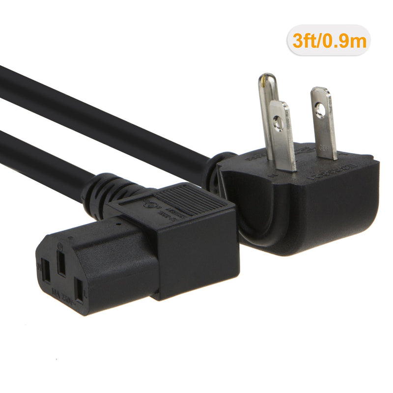 CableCreation 3 Feet 18 AWG Universal Power Cord for NEMA 5-15P Angle Type to IEC320 C13 Angle Type Cable, 0.915M / Black - LeoForward Australia
