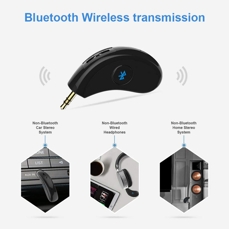 Bluetooth Receiver/Hands-Free Car Kit, Esuper Portable 3.5mm Bluetooth Aux Adapter Wireless Music Streaming for Home, Car Audio System, Headphone, Speaker(Bluetooth 4.2,A2DP,40feet Bluetooth Range) - LeoForward Australia
