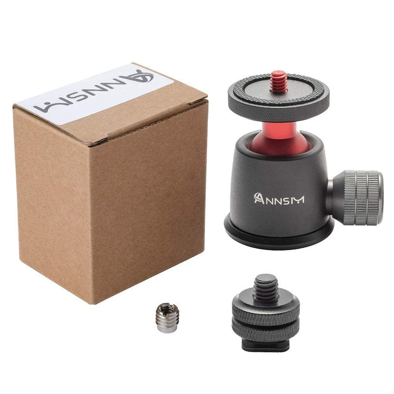  [AUSTRALIA] - ANNSM Tripod Ball Head 360° Swivel and Rotation with 3/8 inch Hot Shoe Adapter for Tripod/Monopod/DSLR Cameras/Camera Sliders/Stablizers/Camera Cages/Microphones/LED Video Lights/Monitors/Flashes BH101 Ball Head with 3/8 Hot Shoe Screw