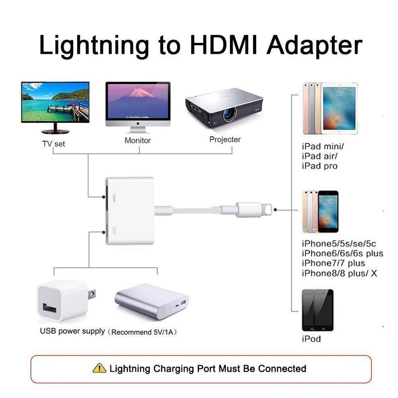  [AUSTRALIA] - [Apple MFi Certified] Lightning to HDMI Digital AV Adapter,1080P Video & Audio Sync Screen Converter AV Adapter with Charging Port for iPhone HDMI Converter to HD TV/Projector/Monitor Support All iOS