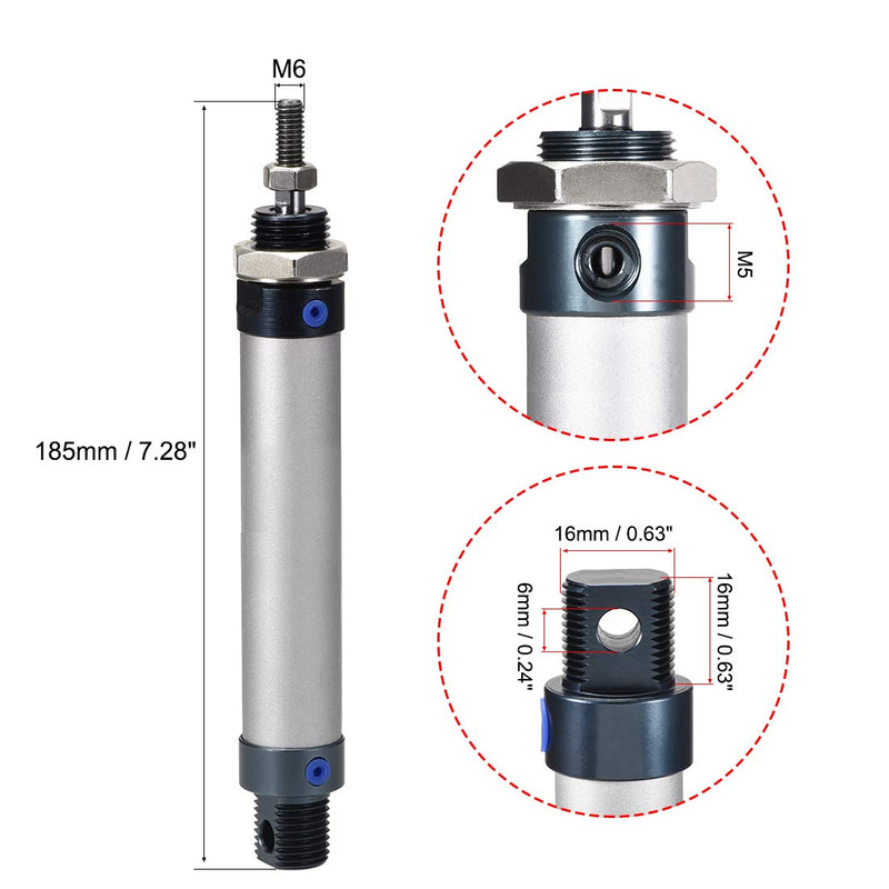 uxcell Pneumatic Air Cylinder MAL16 X 75,16mm Bore 75mm Stoke M6,Single Rod Double Action 16 x 75mm - LeoForward Australia