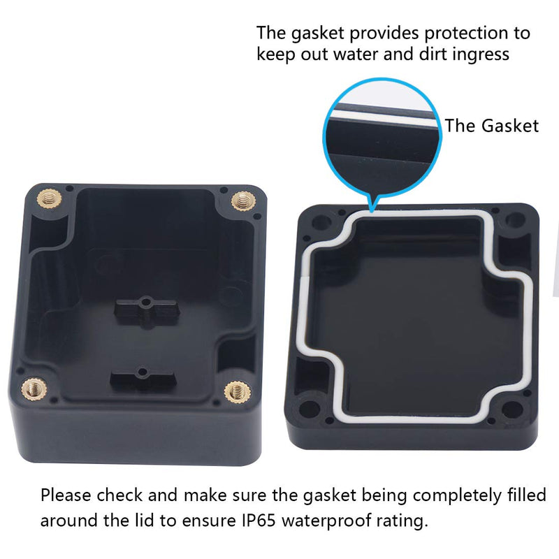  [AUSTRALIA] - Zulkit Waterproof Plastic Project Box ABS IP65 Electrical Junction box Enclosure Black 2.48 x 2.28 x 1.38 inch (63 x 58 x 35mm) 2.48" x 2.28'' x 1.38''(Pack of 1)