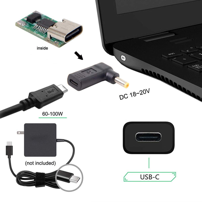  [AUSTRALIA] - JSER USB 3.1 Type C USB-C to PD Emulator Trigger 90 Degree Angled Adapter (4.8x1.7mm) Black 4.8x1.7mm