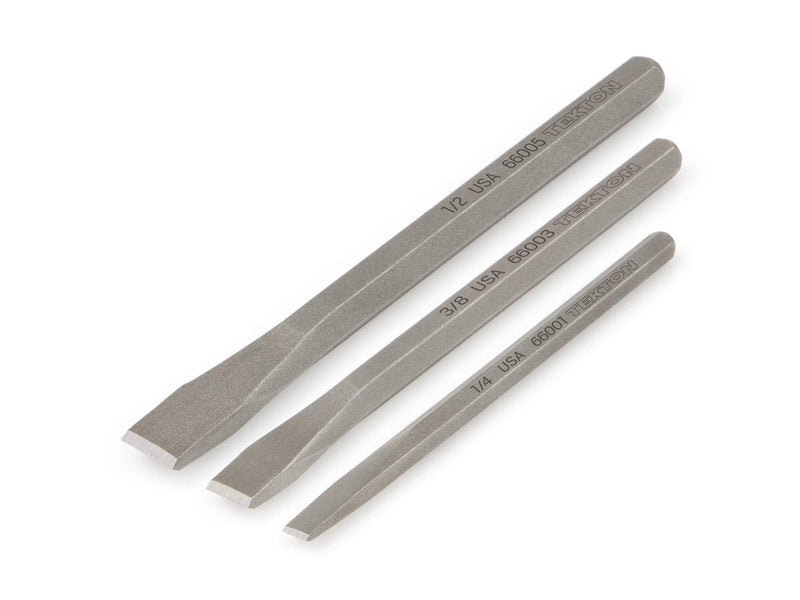  [AUSTRALIA] - TEKTON Cold Chisel Set, 3-Piece (1/4, 3/8, 1/2 in.) | Made in USA | PNC91002 3-Piece (1/4, 3/8, 1/2 in.)