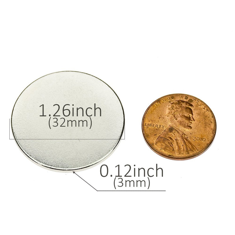 Stritra - N52 Strong Permanent Neodymium Rare Earth NdFeB Round Thin Magnets Disc for Craft Science and DIY 1.26" Diameter X 0.12" (Pack of 12) - LeoForward Australia