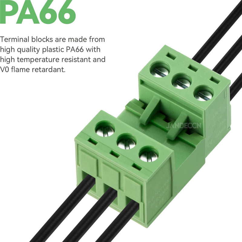  [AUSTRALIA] - JANDECCN 20Pcs 3 Pin 5.08mm Pitch DIY PCB Mount Screw Terminal Block Connector with 20Pcs 3 Pin Phoenix Plug 3P-C (20 Sets)