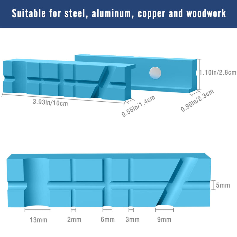  [AUSTRALIA] - Housolution 4 Inch Magnetic Vise Jaw Pads Covers, [2-PACK] Retention Vice Jaw Pads Universal Jaw Covers with Multiple Angle Grooves Design, Vice Soft Jaws for Woodworking, Jewelry Making, Plumbing 4inch