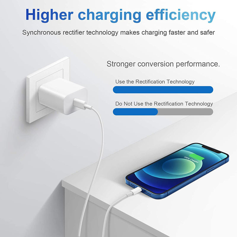  [AUSTRALIA] - iPhone Charger Super Fast Charging [Apple MFi Certified] iPad Charger 20W PD USB C Wall Charger 2-Pack 6FT Fast Charging Cable Compatible with iPhone14/14 Pro Max/13/13Pro/12/12 Pro/11/11Pro/XS,iPad