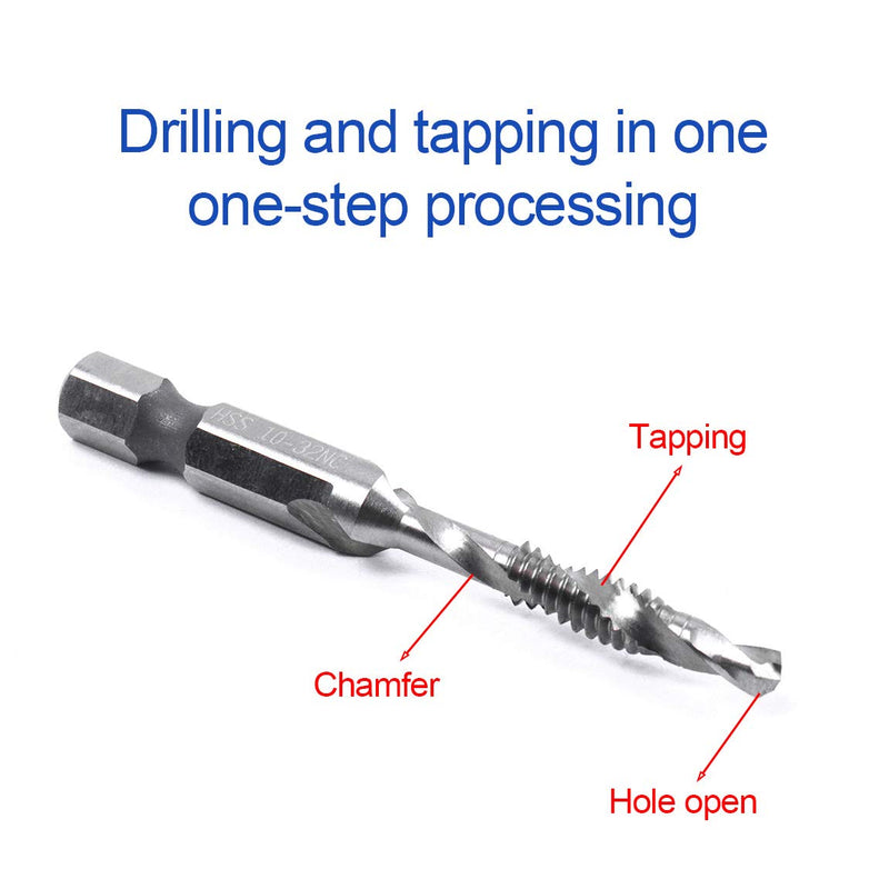  [AUSTRALIA] - 5PCS Combination Drill Tap Bit Set Screw Tapping Hex Shank HSS Metric/Imperial Plug Drill Bits Hand Tools 1/4-20NC 1/4-20NC( 6.35mm)