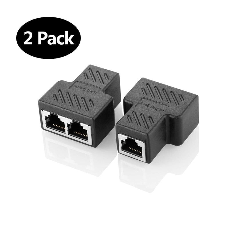  [AUSTRALIA] - RJ45 Splitter Connectors Adapter 1 to 2 Ethernet Splitter Coupler Double Socket HUB Interface Contact Modular Plug Connect Network LAN Internet Cat5 Cat6 Cable 2 Pack (CAN'T RUN BOTH AT THE SAME TIME)