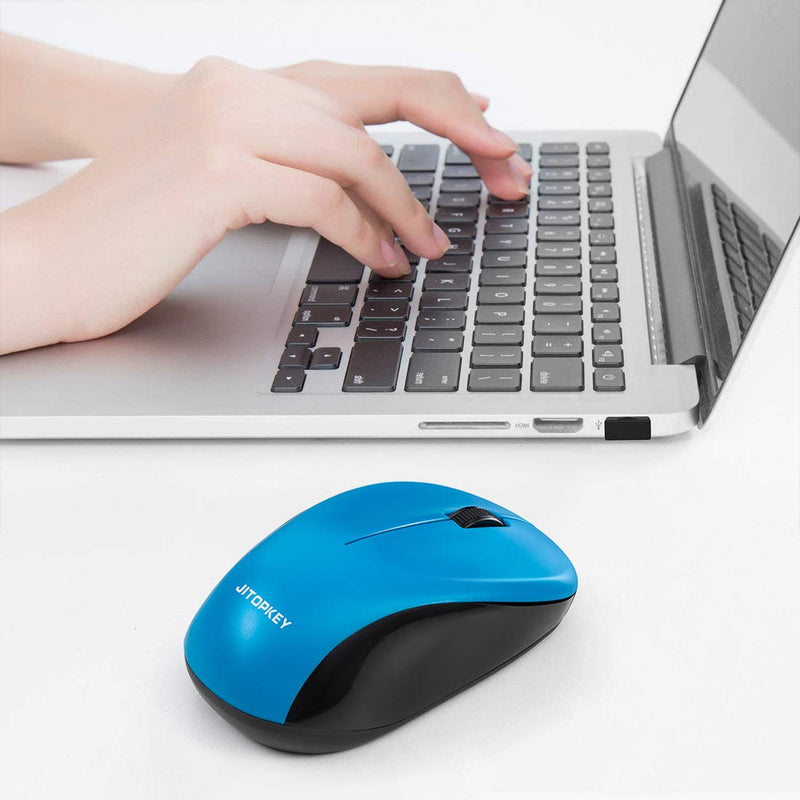 JITOPKEY Wireless Mouse, 2.4Ghz Comfortable Click Mouse with USB Receiver, High Precise Tracking Cordless Portable Computer Mouse for Laptop, Chromebook, MacBook, Notebook, PC (Blue) blue - LeoForward Australia