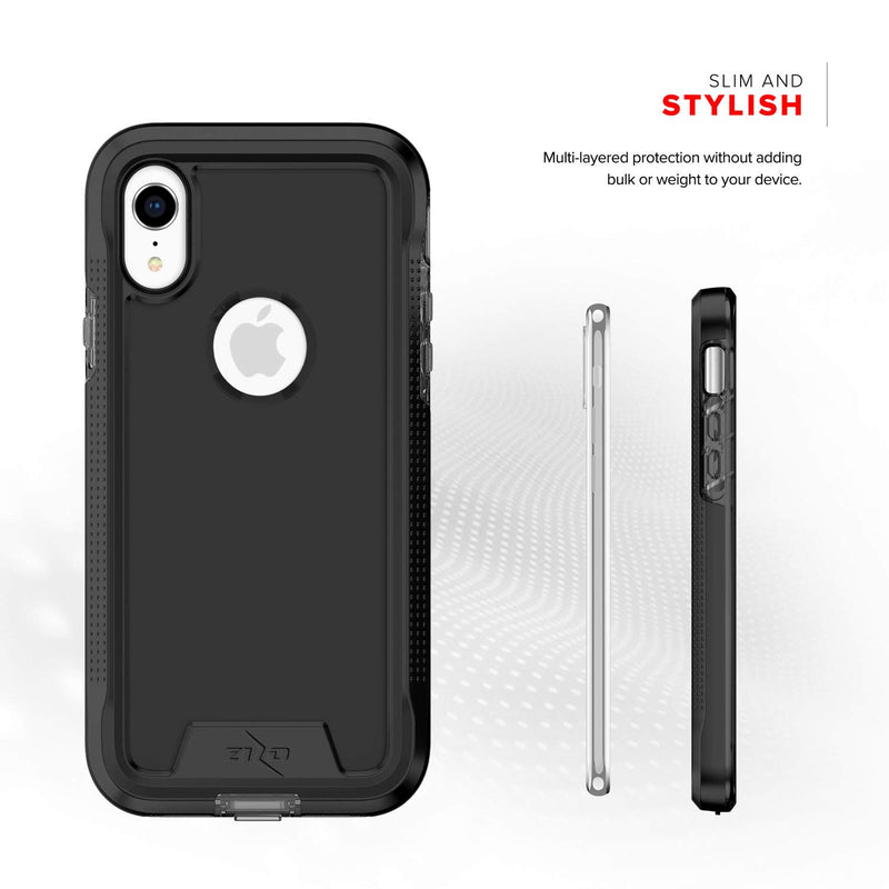  [AUSTRALIA] - ZIZO ION Series for iPhone XR Case Military Grade Drop Tested with Tempered Glass Screen Protector Black Smoke Black/Smoke