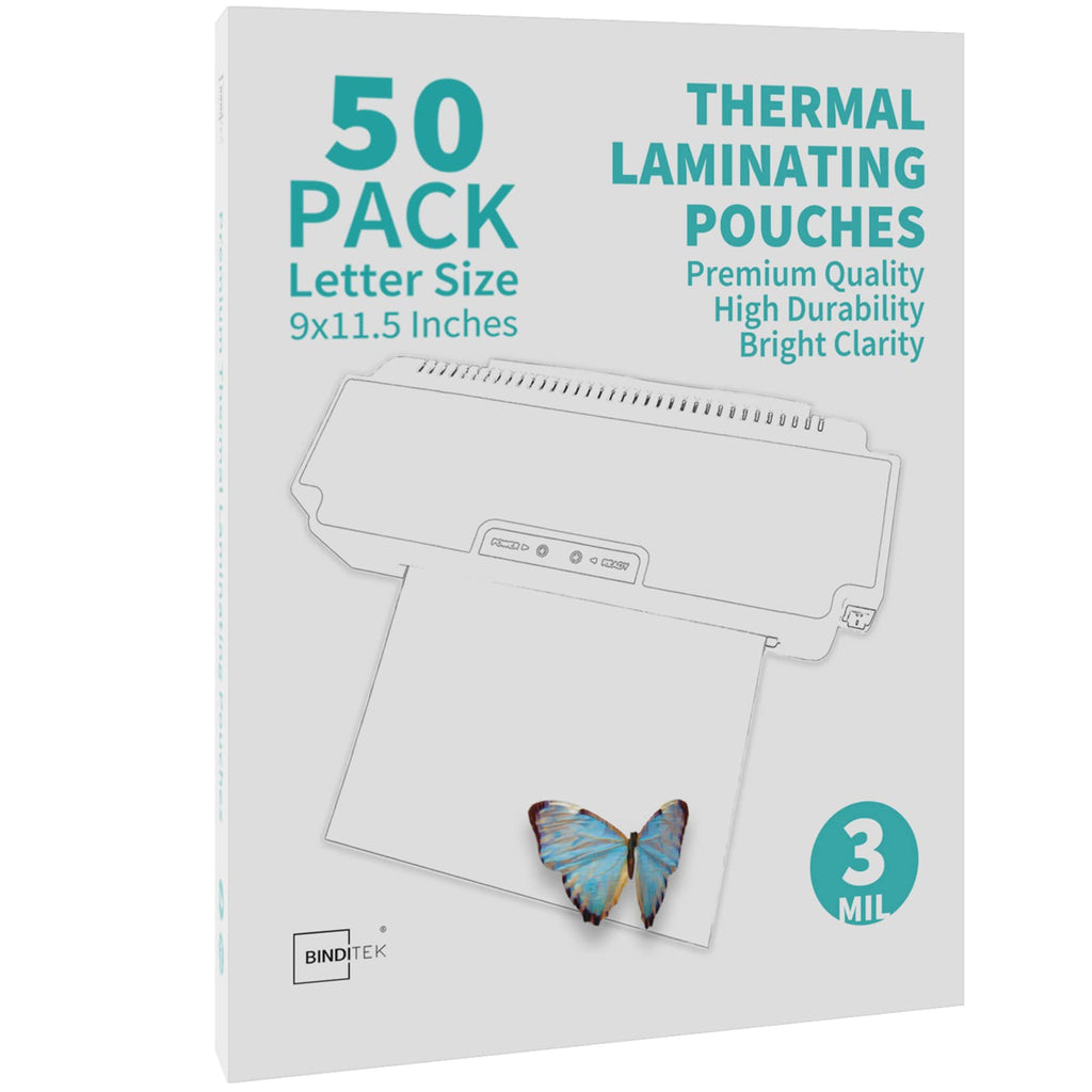  [AUSTRALIA] - Binditek 50 Pack Thermal Laminating Pouches,3mil Laminating Sheets,9x11.5 Inches, Letter Size , Clear,HeatSeal 3 Mil-50P , Letter Size