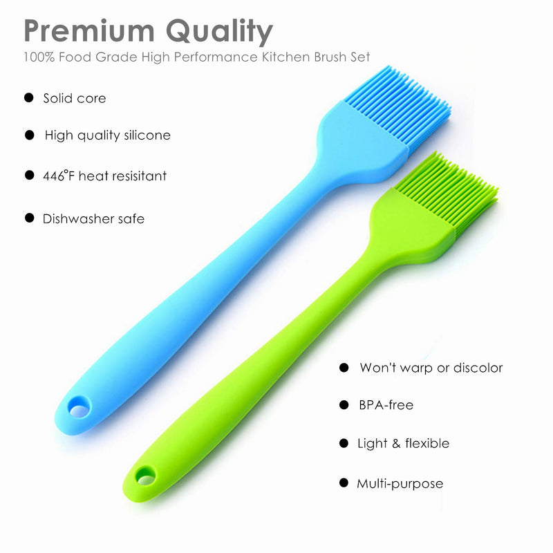  [AUSTRALIA] - JIANYI Silicone Basting Brush, Heat Resistant Brush, Food Grade Spread Oil Butter Sauce Marinades for BBQ Grill Baste Pastries Cakes Meat Sausages Desserts and Kitchen Baking, Cooking (Blue+Green) Blue+Green