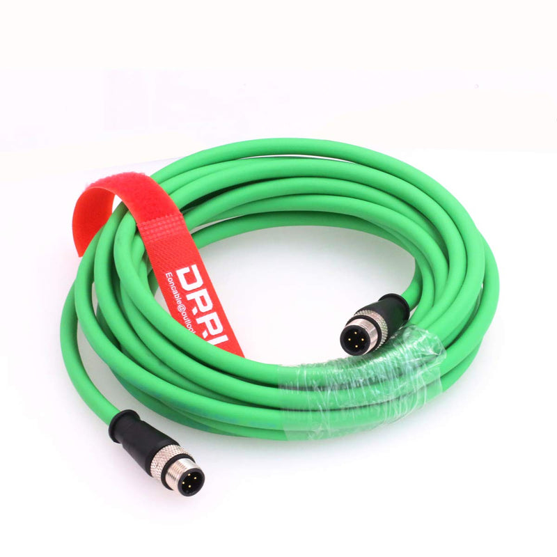  [AUSTRALIA] - DRRI M12 4Pin D-Code Male to D-Code Male Extension Ethernet Shielded Cat5 Cable (3M) 3M Green