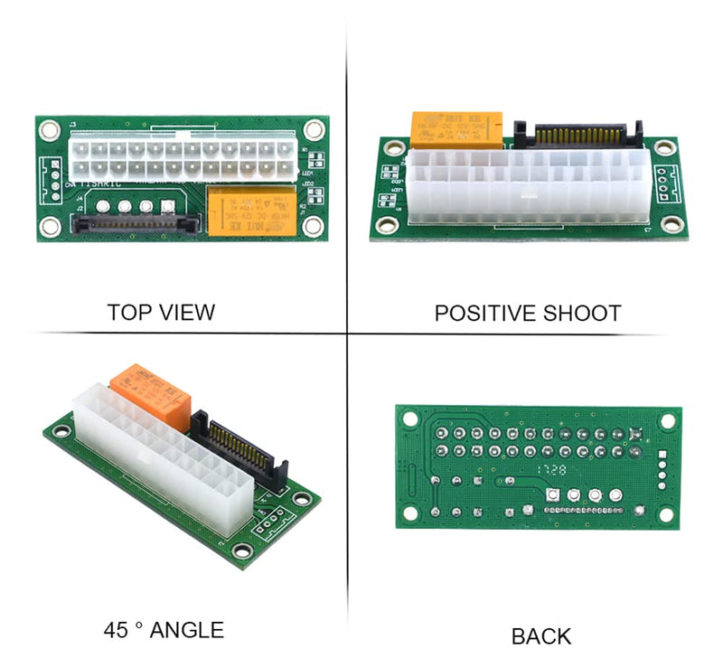  [AUSTRALIA] - 2PCS Dual PSU Adapter ATX 24Pin to 4Pin Power Sync Starter Card ADD2PSU Extension Cable Converter ADD2PSU Riser Adapter Extender (SATA to 24Pin) SATA to 24Pin