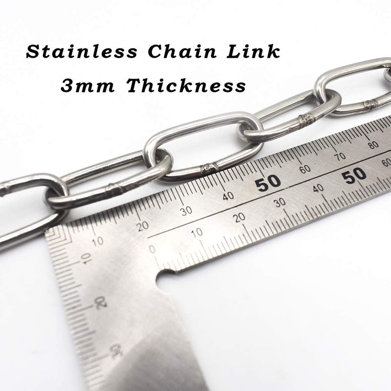  [AUSTRALIA] - Bytiyar 2 pcs Stainless Steel Safety Chains 40in (L) x 0.12in (T) Long Link Chain Rings Light Duty Coil Chain for Hanging Pulling Towing Length*Thickness_100cm * 3mm_2 pcs