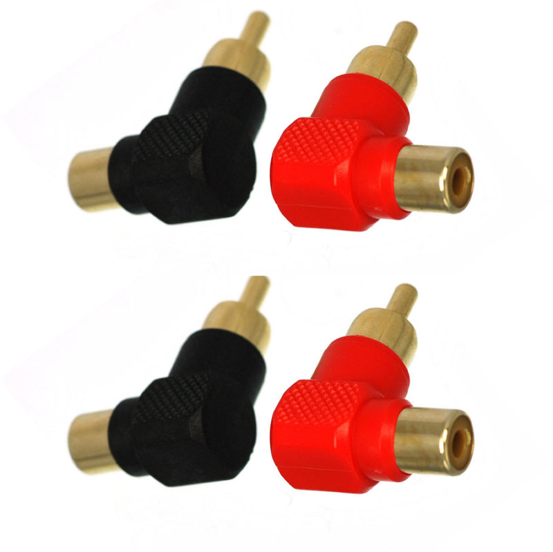 CESS Right Angle Connector RCA Male Plug to RCA Female 90 Degree Elbow (jcx) (4 Pack) - LeoForward Australia