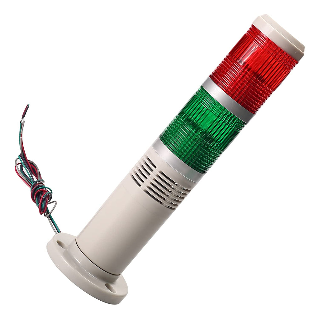  [AUSTRALIA] - Aicosineg Tower Stack Light for Industrial Factory Workshop Safety Signal Warning Lamp 2 Tiers Red and Green Lights with Sound Buzzer 24V 3W 1Pcs