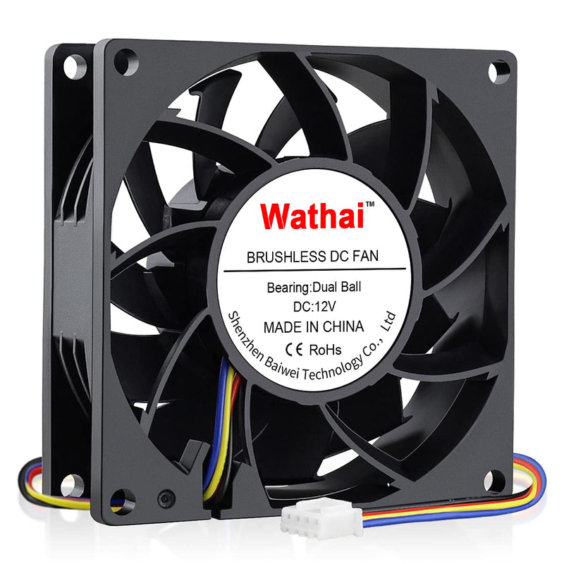  [AUSTRALIA] - Wathai 80mm x 25mm PWN Fan, High Speed 5000RPM 12V 4Pin Fan, DC Brushless Cooling Fan, Big Airflow Fan 80x80x25mm