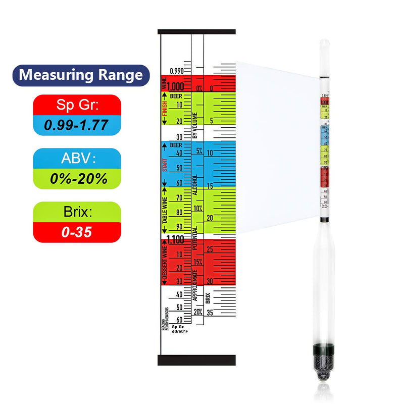 Circrane Hydrometer & Glass Test Jar Set, Triple Scale Alcohol Hydrometer with Glass Cylinder for Brew Beer, Wine, Mead and Kombucha, ABV, Brix and Gravity Test Kit, Home Brewing Supplies - LeoForward Australia