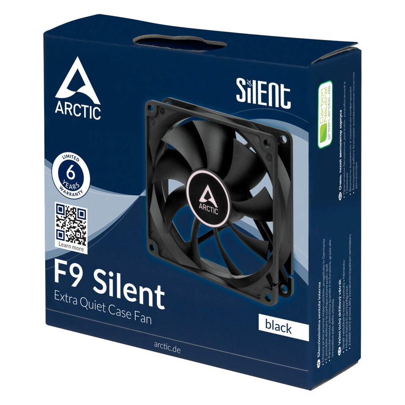  [AUSTRALIA] - ARCTIC F9 Silent - 92 mm Case Fan, Very quiet motor, Computer, Almost inaudible, Push- or Pull Configuration, Fan Speed: 1000 RPM - Black F9 Silent in black