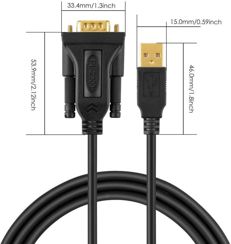 CableCreation 3.3 Feet USB to RS232 Serial Cable with Prolific PL2303 Chip, DB9 Adapter for Windows 10, 8.1, 8,7, Vista, XP, Linux, Mac OS X, 1M /Black 3.3ft/1-pack - LeoForward Australia