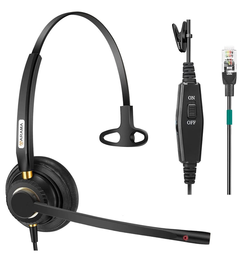  [AUSTRALIA] - Arama Phone Headset RJ9 with Noise Canceling Mic Telephone Headset Compatible with Polycom Mitel ShoreTel Plantronics Fanvil Alcatel-Lucent HUWEI NEC Siemens Aastra Landline Deskphones(A800S2) A800S-Monaural