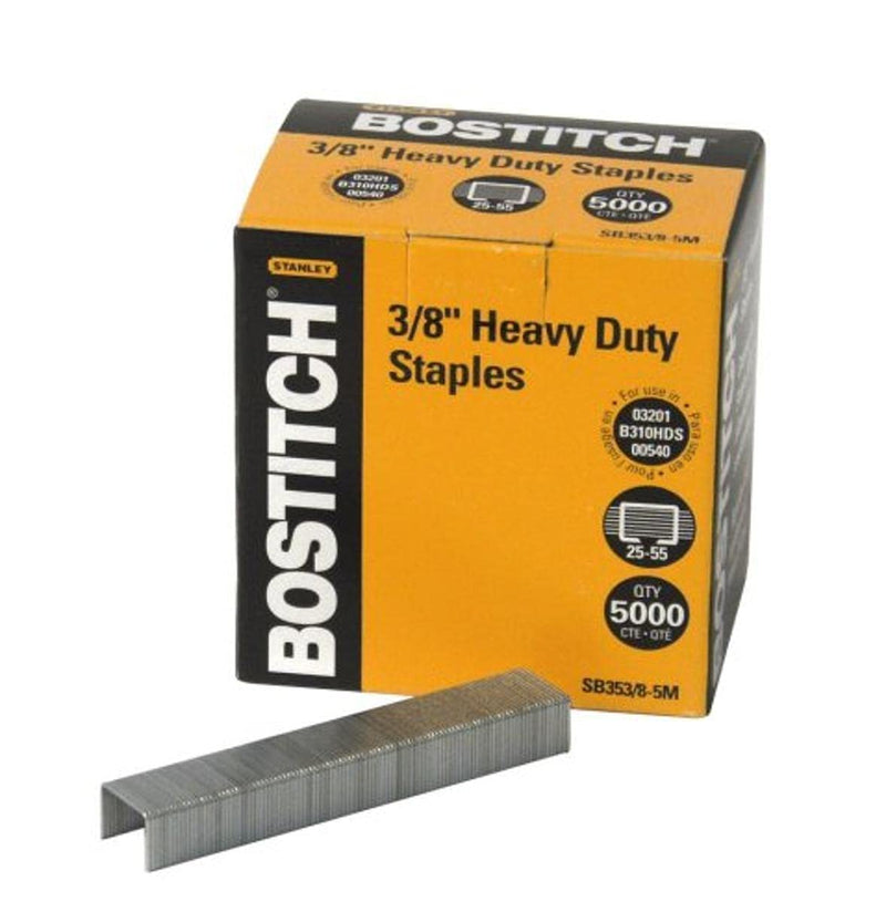  [AUSTRALIA] - Bostitch Heavy Duty Premium Staples, 25-55 Sheets, 0.375 Inch Leg, 5,000 Per Box (SB353/8-5M)