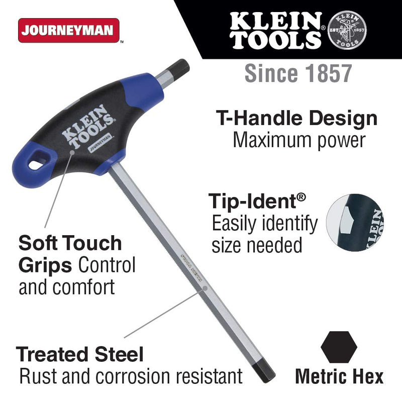  [AUSTRALIA] - Klein Tools JTH9M3 3 mm Hex Key with Journeyman T-Handle, 9-Inch