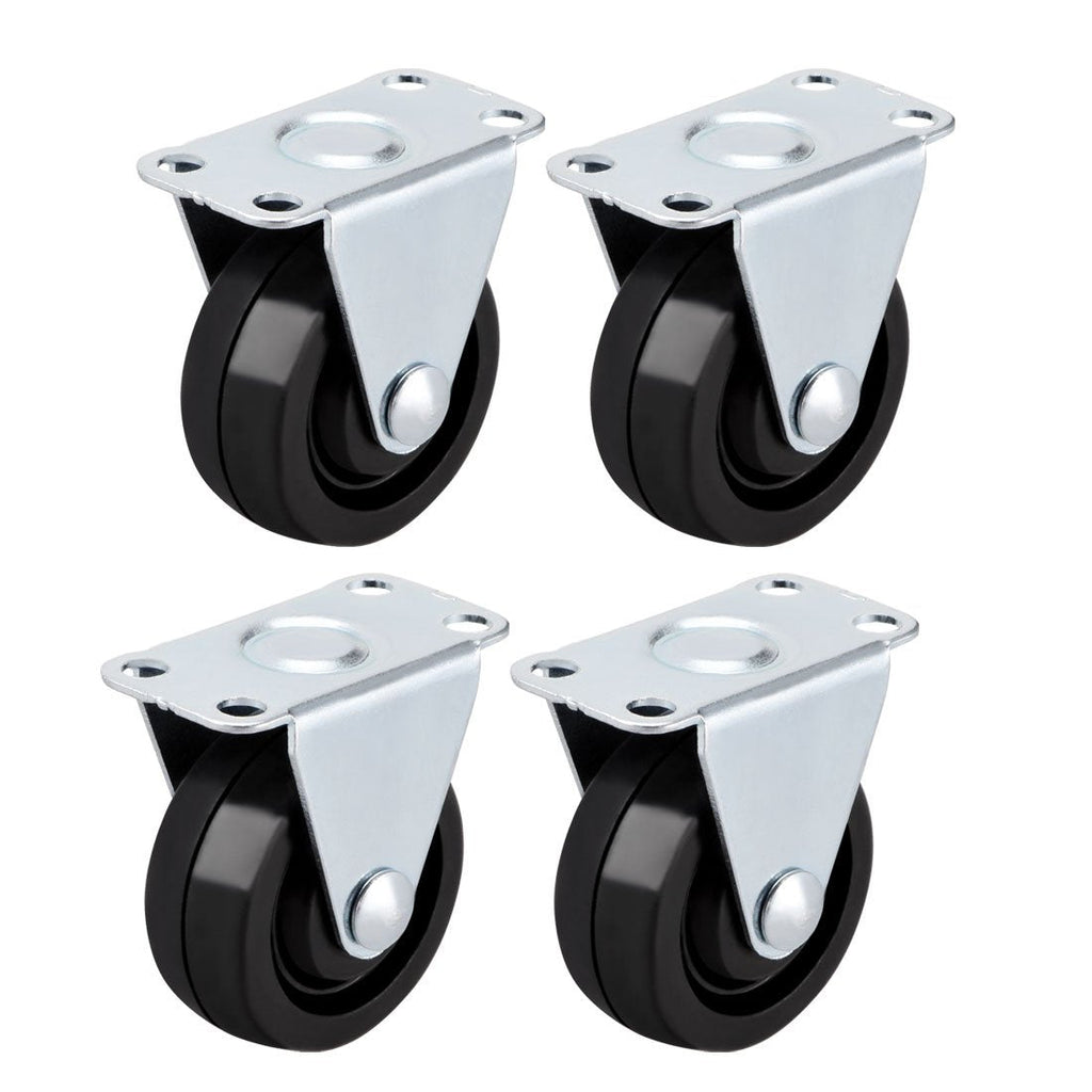  [AUSTRALIA] - uxcell Caster Wheels 1.5" Rubber with Top Plate 44LBS Capacity for Furniture Carts Workbench, Black, Pack of 4