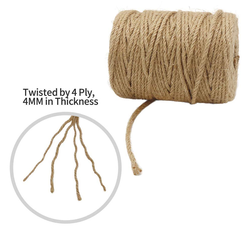  [AUSTRALIA] - Tenn Well 164 Feet 4mm Natural Jute Twine, Brown Twine Rope for Crafts, Gift Wrapping, Packing, Gardening Applications and Holiday Decorations