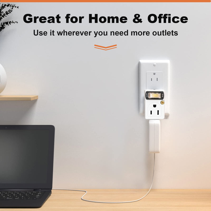  [AUSTRALIA] - SYCON Adapter Outlet Extender with Night Light, Wall Outlet with Switch on off, Outlet Splitter with 2 Outlets 2-Outlet
