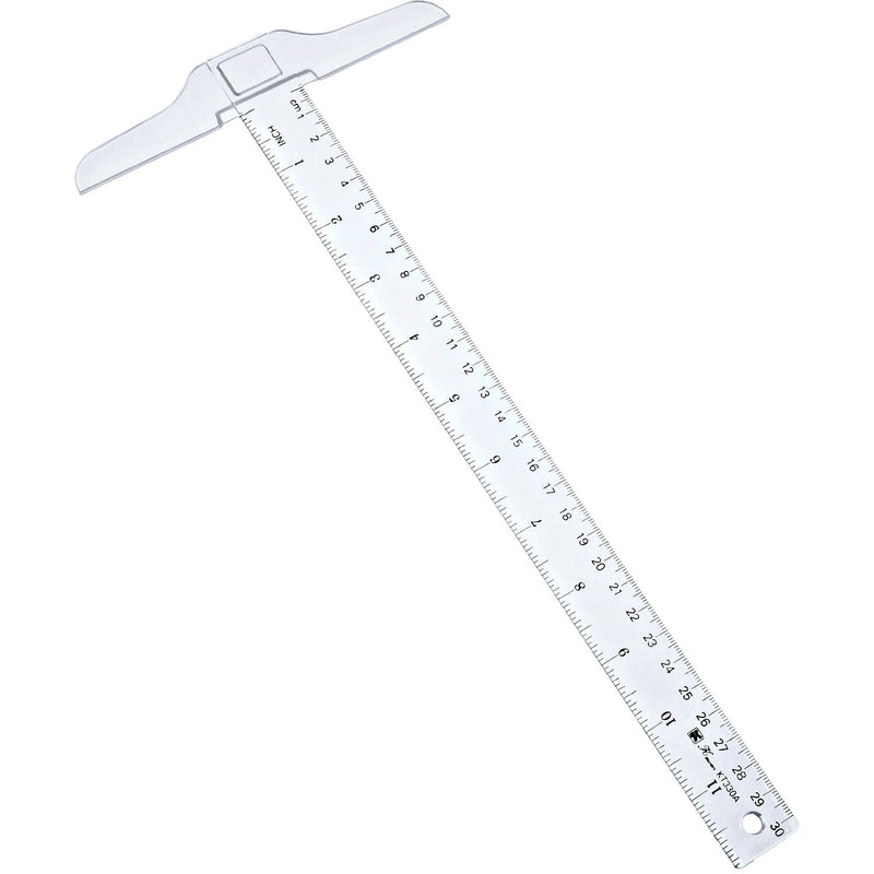  [AUSTRALIA] - Pangda 12 Inch/ 30 cm Junior T-Square Plastic Transparent T-Ruler for Drafting and General Layout Work (1) 1