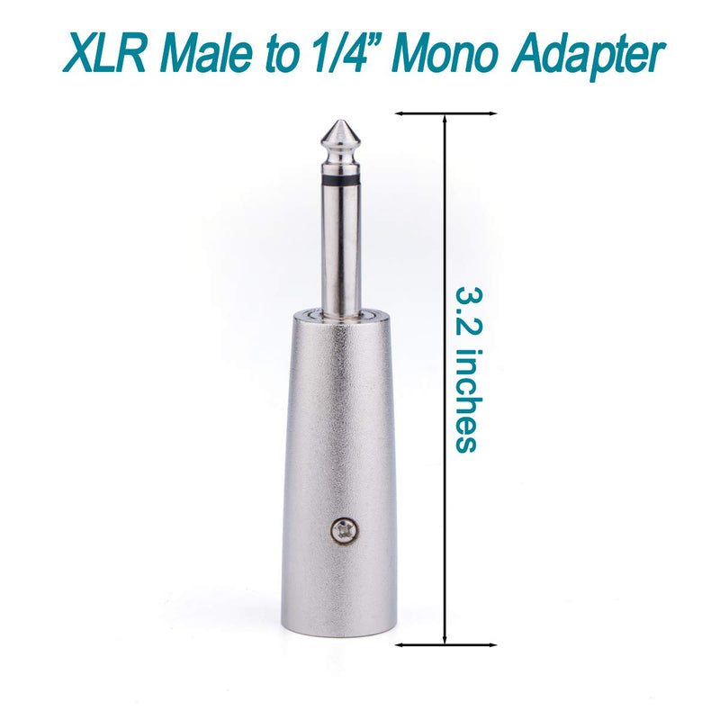  [AUSTRALIA] - ALEKOR XLR Male to 1/4 Inch Male TS Adapter - 6.35mm Mono to XLR Male Gender Changer Connector - 2 Pack XLR Male to 1/4" TS Adapter