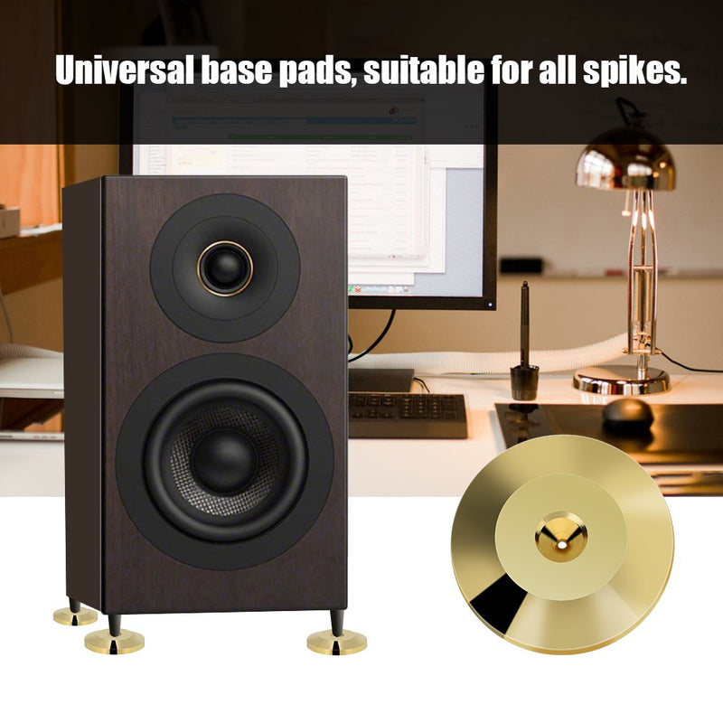  [AUSTRALIA] - Wendry 8Pcs 25 x 4mm Universal Copper Speaker Spikes Pads, Floor Protectors Speaker Shock Base Pad Isolation Stand Feet Cone Base Mats for Audio Turntable Speaker Amplifier CD DVD Player(Gold)