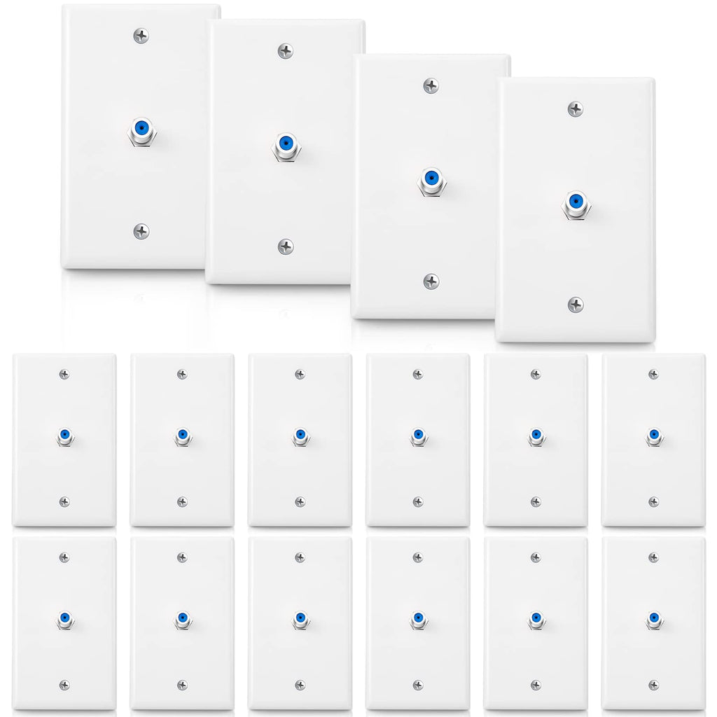  [AUSTRALIA] - 1-Port TV Cable Wall Plate F Connector Wall Plate Coax Wall Plate Video Wall Jack Single Gang Wall Plates (Blue, 16 Pcs) Blue